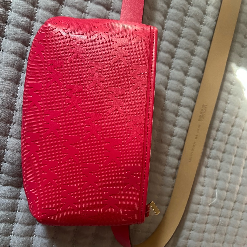 Michael Kors Womens Belt Bag Fanny Pack MK Signature dark pink Sz-Large/xl